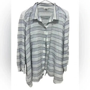 J.Jill striped crinkle textured cotton striped relaxed button down shirt size XL